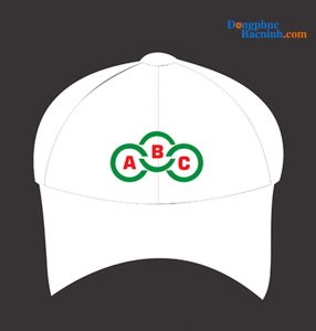 In Mũ lưỡi trai đồng phục màu trắng in logo ABC