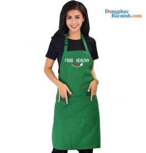 May và In Tạp dề dáng dài màu xanh lá cây Food healthy Mart