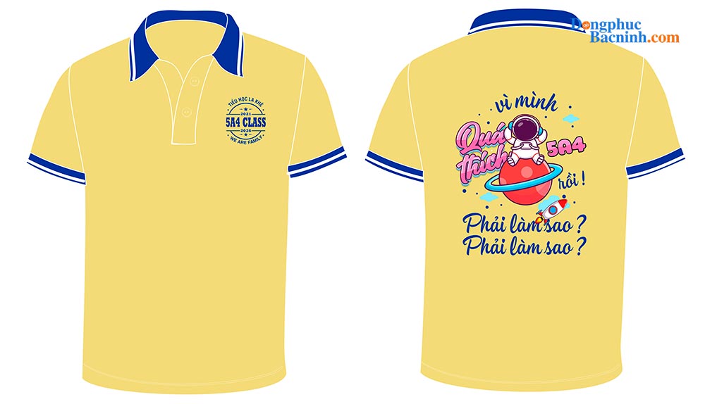 May và In áo Lớp 5A4 Class Tiểu học La Khê – We are family