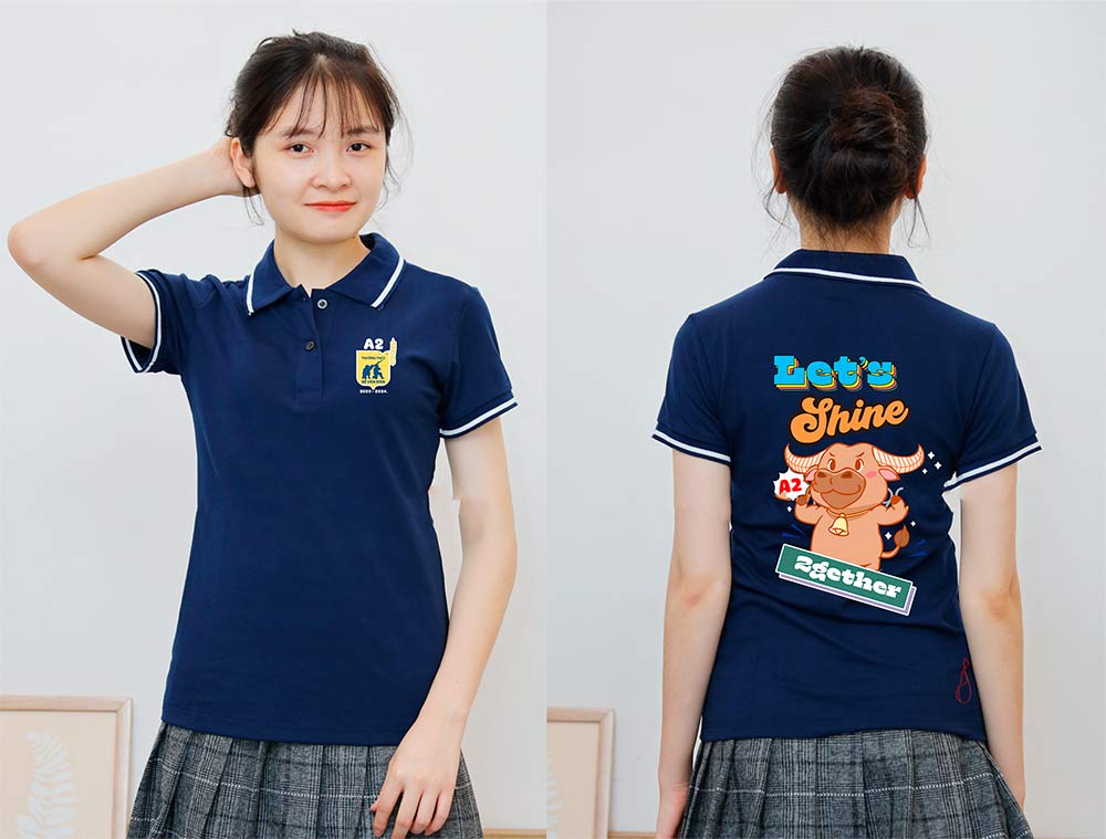 May và in áo lớp A2 Trường THCS Bế Văn Đàn 2020–2024 với thiết kế trẻ trung, nổi bật. Sản phẩm thể hiện tinh thần đoàn kết và dấu ấn riêng của tập thể.