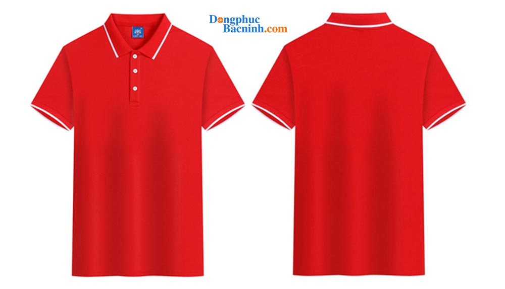 May áo polo màu đỏ viền trắng