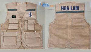 May và In áo gile đồng phục Công ty Hoa Lam màu be